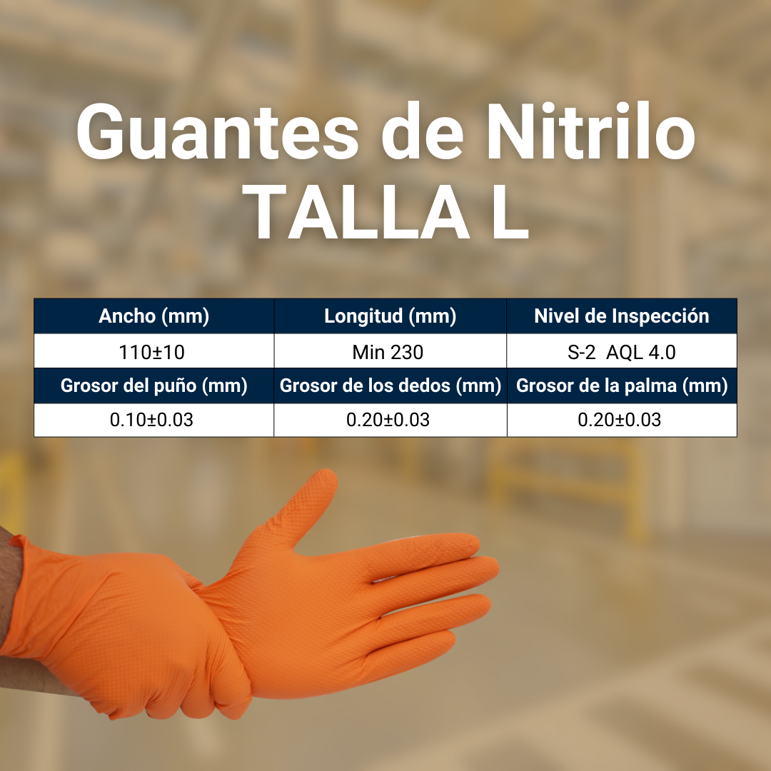 Talla L - Guante Nitrilo Naranja