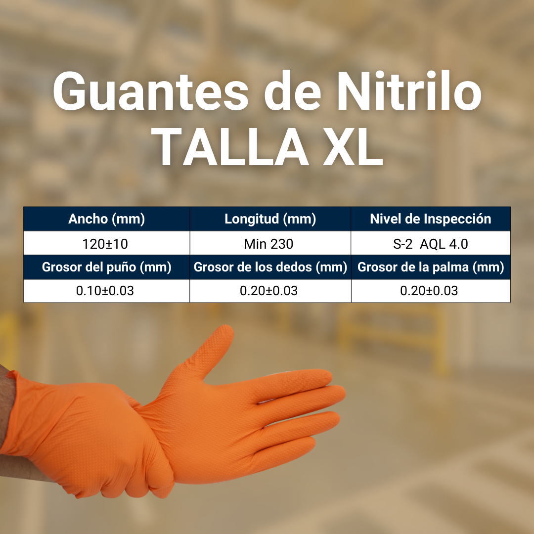 Talla XL - Guante Nitrilo Naranja